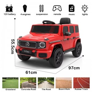 Licensed Mercedes-Benz G 580 Kids Electric Ride-On Car | 6V/12V/24V Battery | 4 Motors | Bluetooth Music Dashboard | Double Door | Shock Absorber