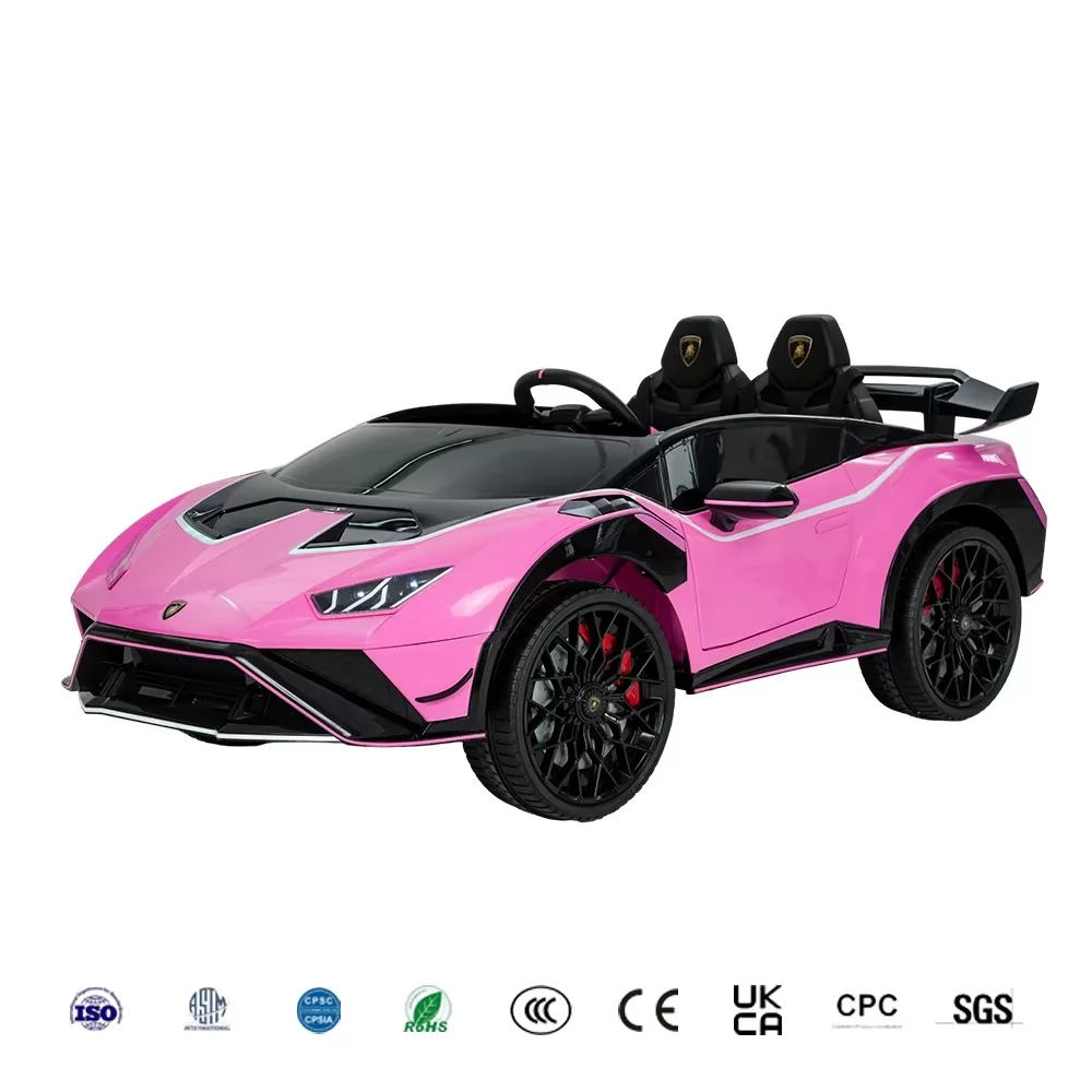 Official Licensed Lamborghini Huracan STJ Kids Ride-On Car 12V Dual Motor with 2.4G Remote, Two Seats and LED Flowing Lights