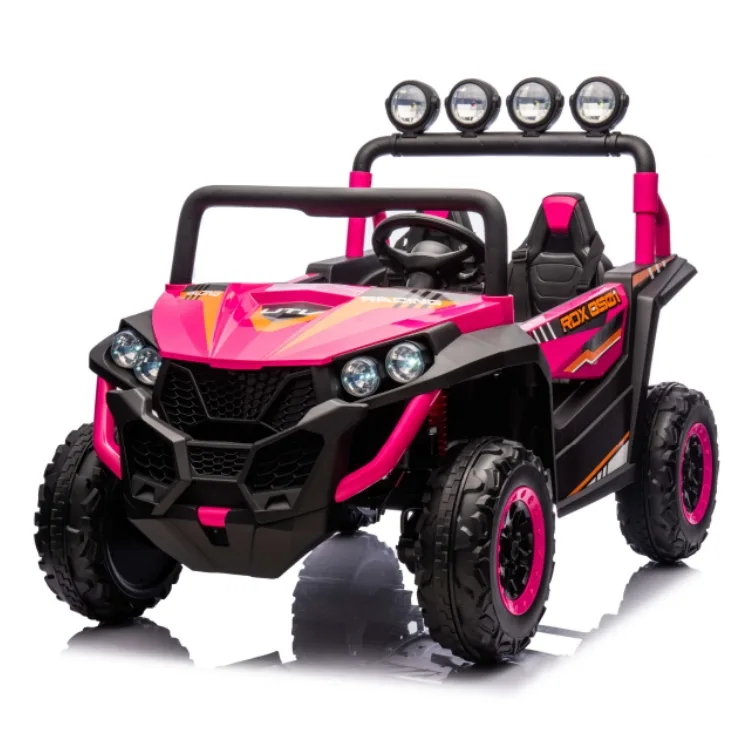 NEWEST 24V Electric 4WD UTV Buggy Kids Ride-on 4×4 Wheel Vehicle 2 Seat Off-Road Car with Remote Feature for Big Kids