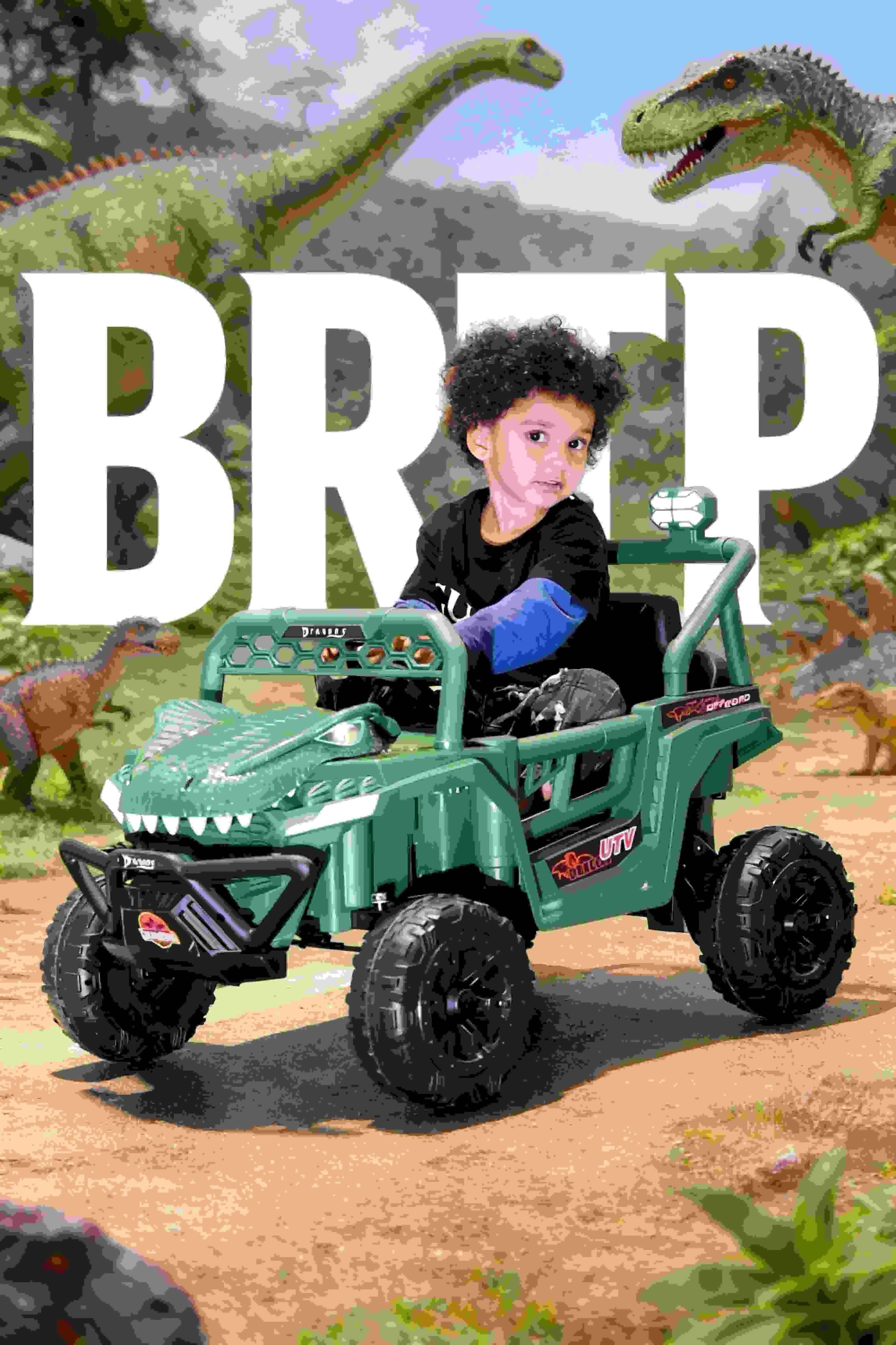 CN-TJB20820 Dinosaur Electric Ride-On Car 12V 2-Seater with Bluetooth and Four-Wheel Suspension