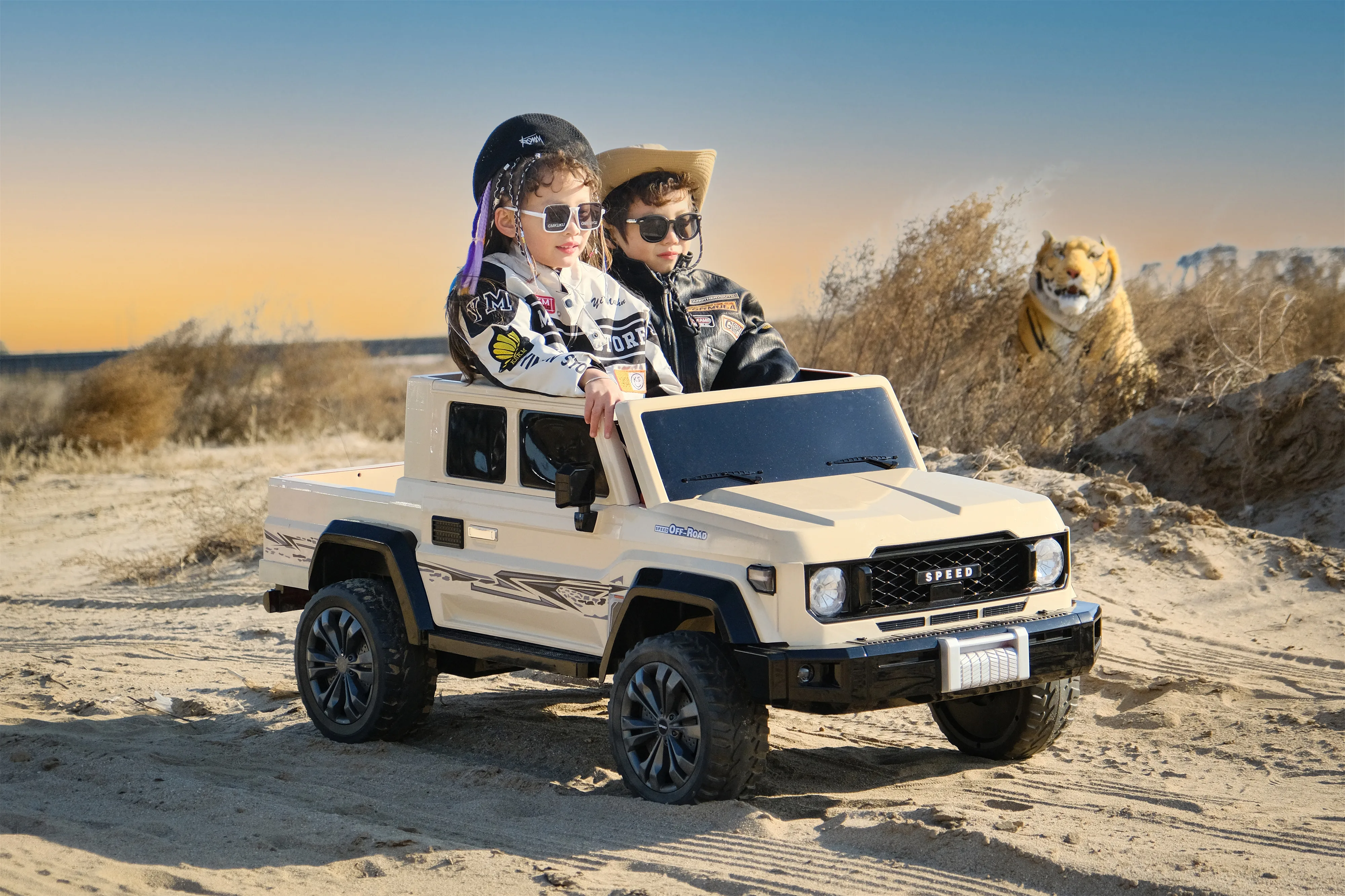 2025 New Style Rechargeable 24V/12V Kids Off Road Big Size Ride On Car Boys Pickup Truck Electric Children Car For Kids 2 Seat