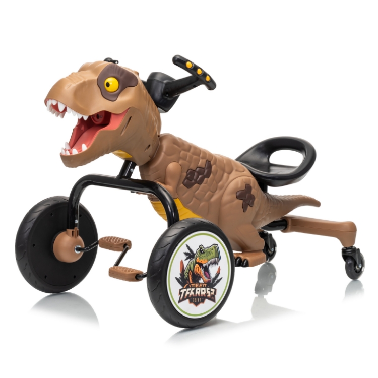 Kids Ride On Dinosaur Pedal Car Drifting Sliding Toy 88x54x57cm Water Spray LED Lights Music EVA Wheels Wholesale