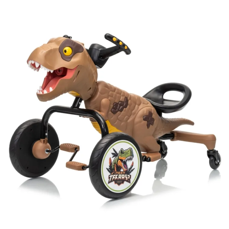 Kids Ride On Dinosaur Pedal Car Drifting Sliding Toy 88x54x57cm Water Spray LED Lights Music EVA Wheels Wholesale