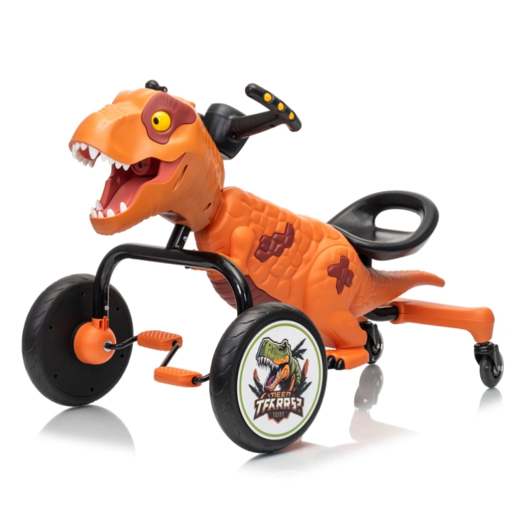 Kids Ride On Dinosaur Pedal Car Drifting Sliding Toy 88x54x57cm Water Spray LED Lights Music EVA Wheels Wholesale