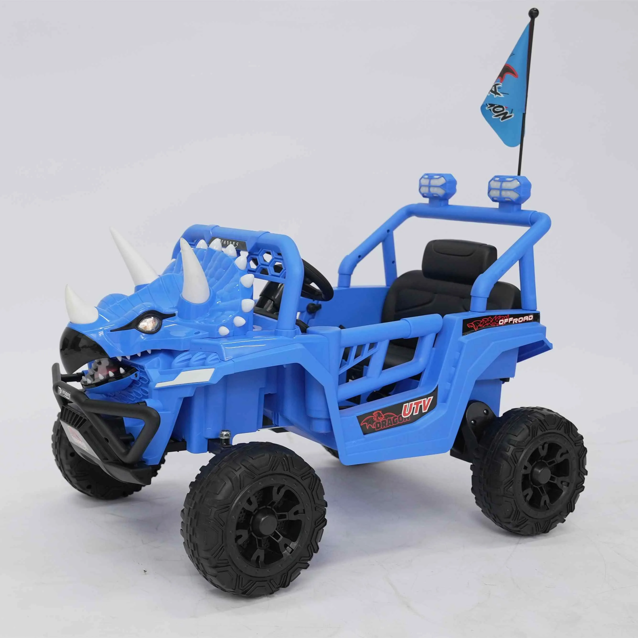 12V Kids Ride On Triceratops Car with Bluetooth Music & Early Education