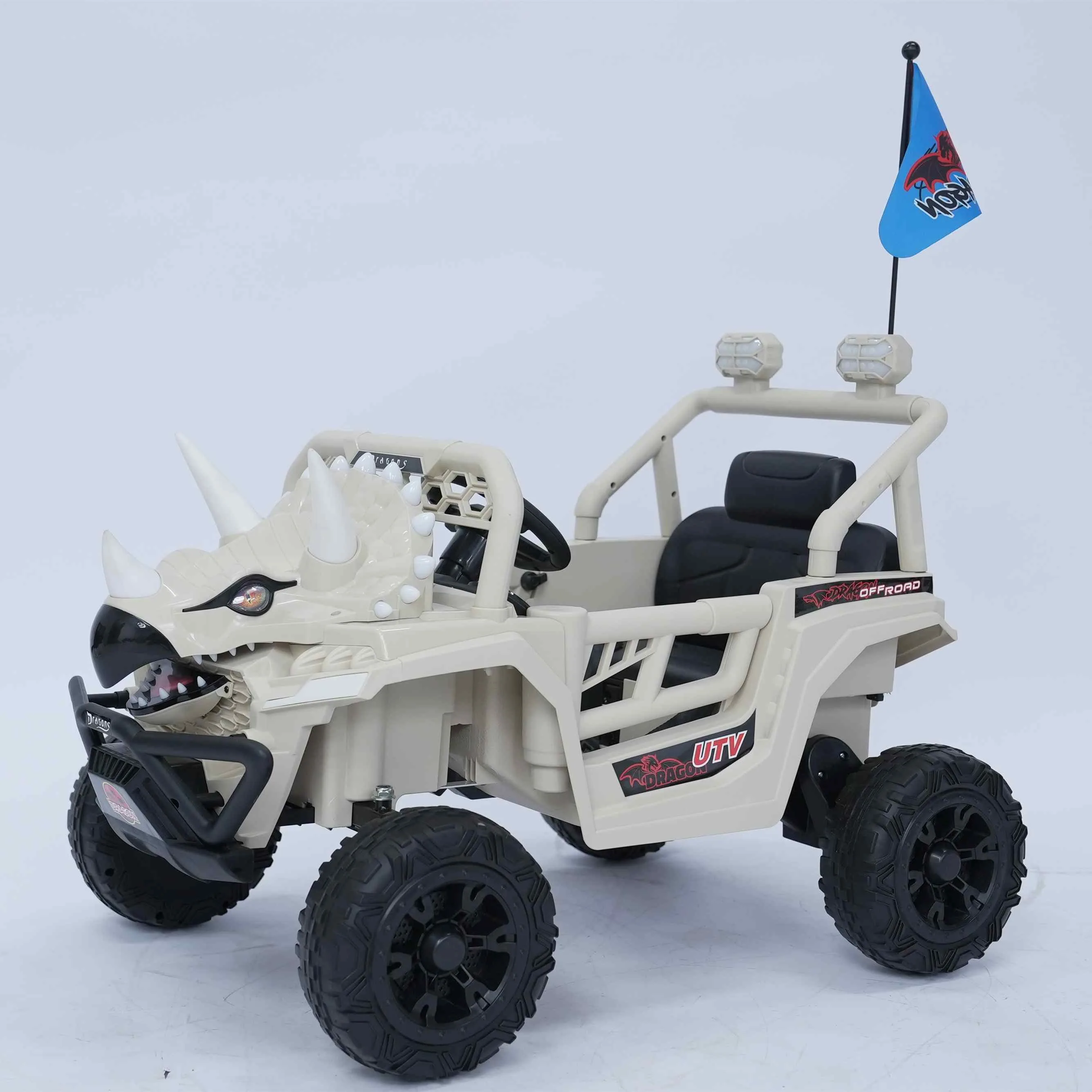 12V Kids Ride On Triceratops Car with Bluetooth Music & Early Education