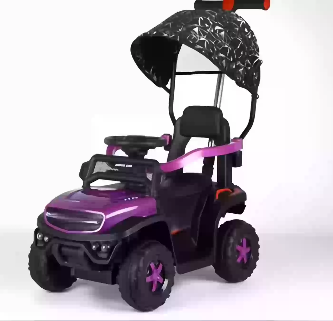 CF-TJS2619-7 6V Kids Electric Ride-On Car with Canopy, 2.4G Remote Control, LED Lights & Parent Push Bar