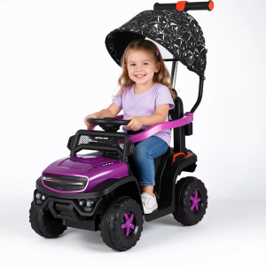 CF-TJS2619-7 6V Kids Electric Ride-On Car with Canopy, 2.4G Remote Control, LED Lights & Parent Push Bar