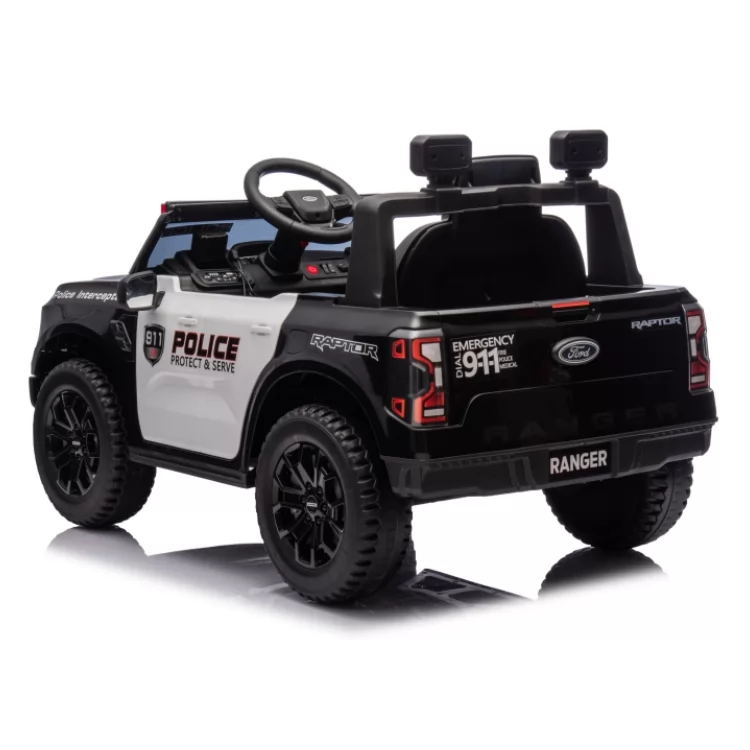 Official Licensed Ford Ranger Raptor Police Interceptor Kids Ride-On Pickup 12V with RC Remote, Light Bar & MP3