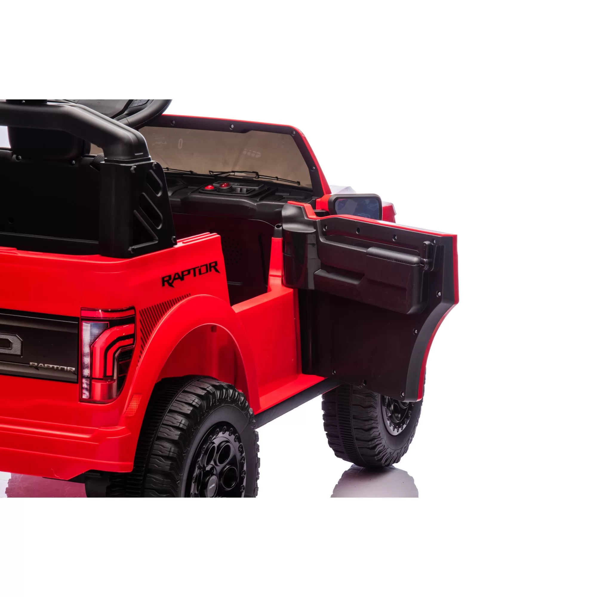 Official Licensed Ford F-150 Raptor 24V Kids Ride-On Pickup with 2.4G Remote, Two-Seat Cabin and Opening Doors
