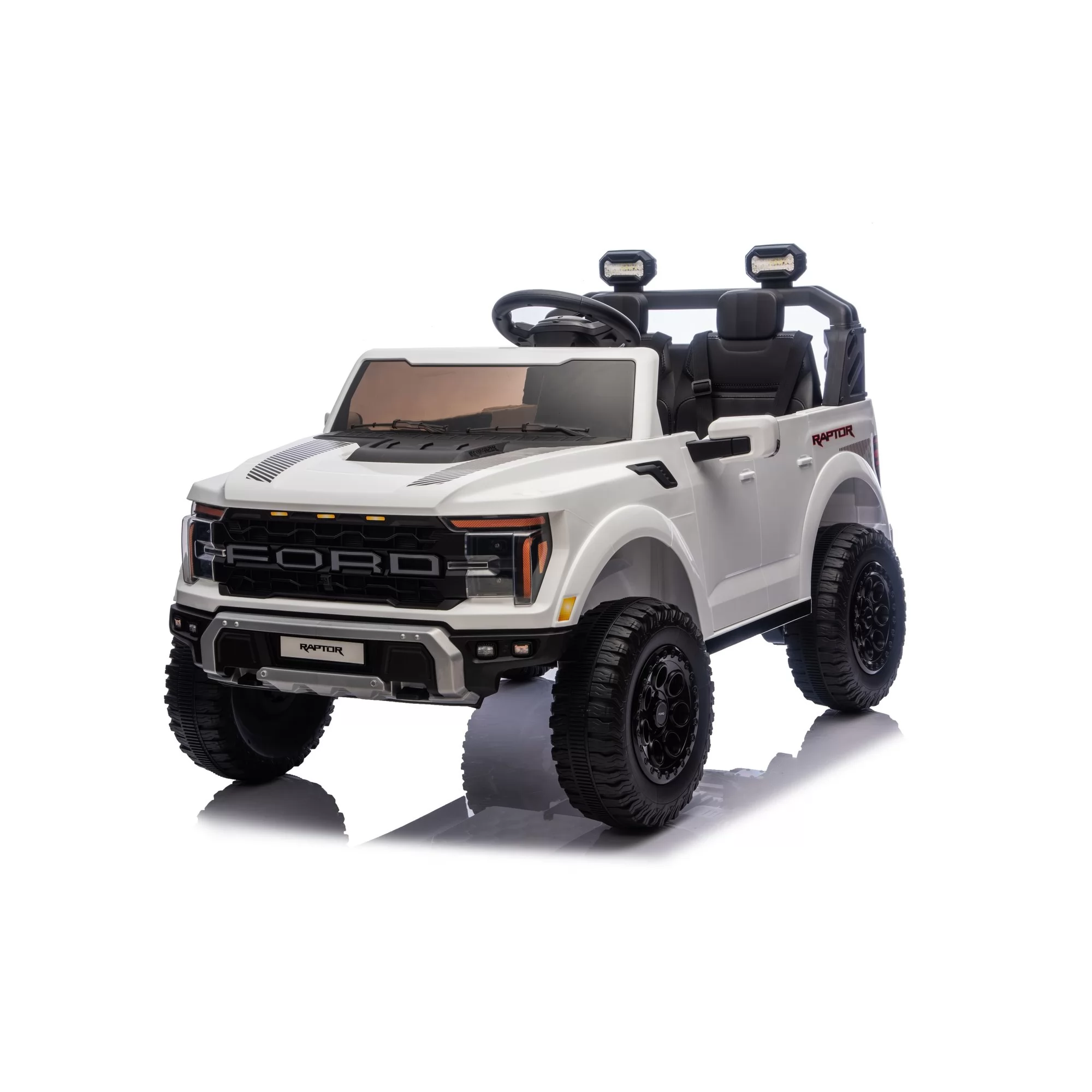 Official Licensed Ford F-150 Raptor 24V Kids Ride-On Pickup with 2.4G Remote, Two-Seat Cabin and Opening Doors