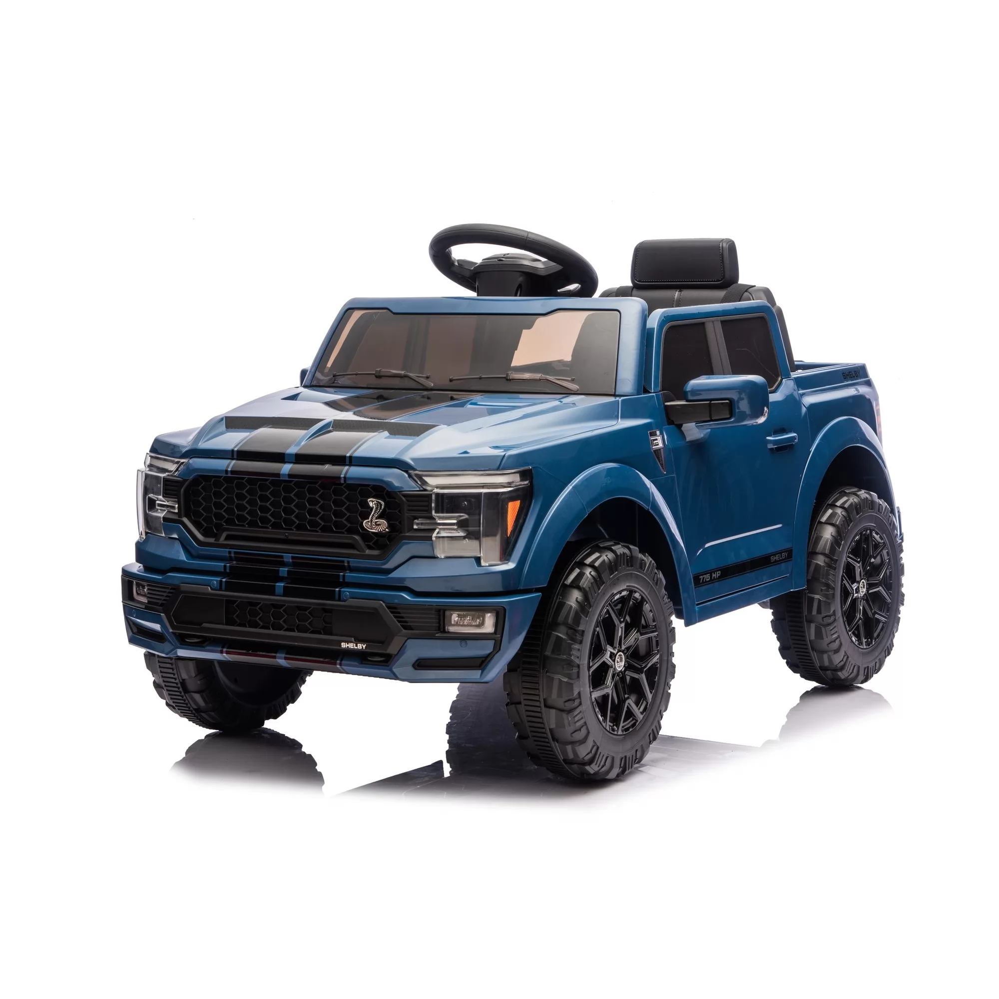 Licensed Ford Shelby F-150 12V Kids Ride-On Pickup Truck with 2.4G Remote, Four-Wheel Suspension, MP3 Music & Shelby Snake Styling