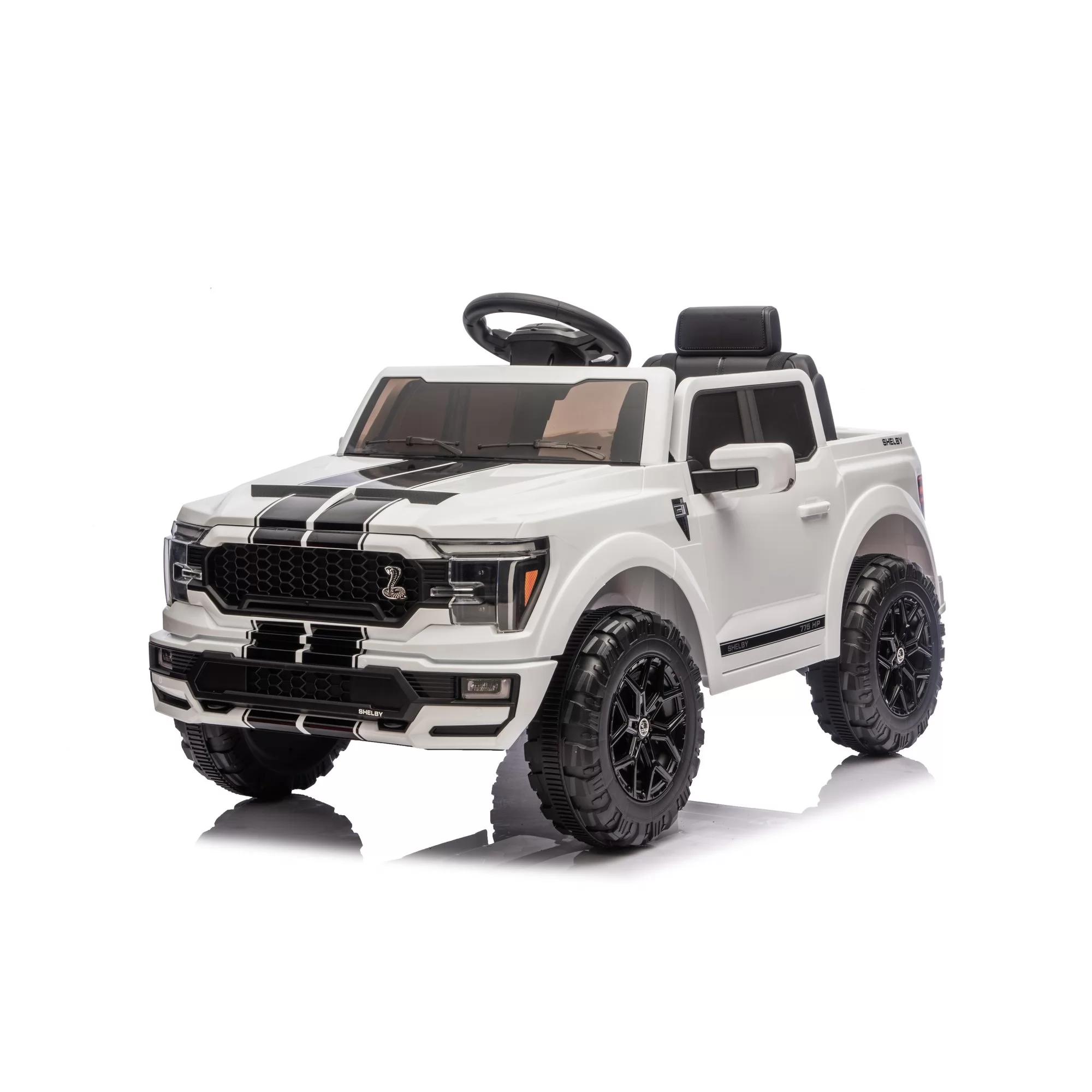 Licensed Ford Shelby F-150 12V Kids Ride-On Pickup Truck with 2.4G Remote, Four-Wheel Suspension, MP3 Music & Shelby Snake Styling