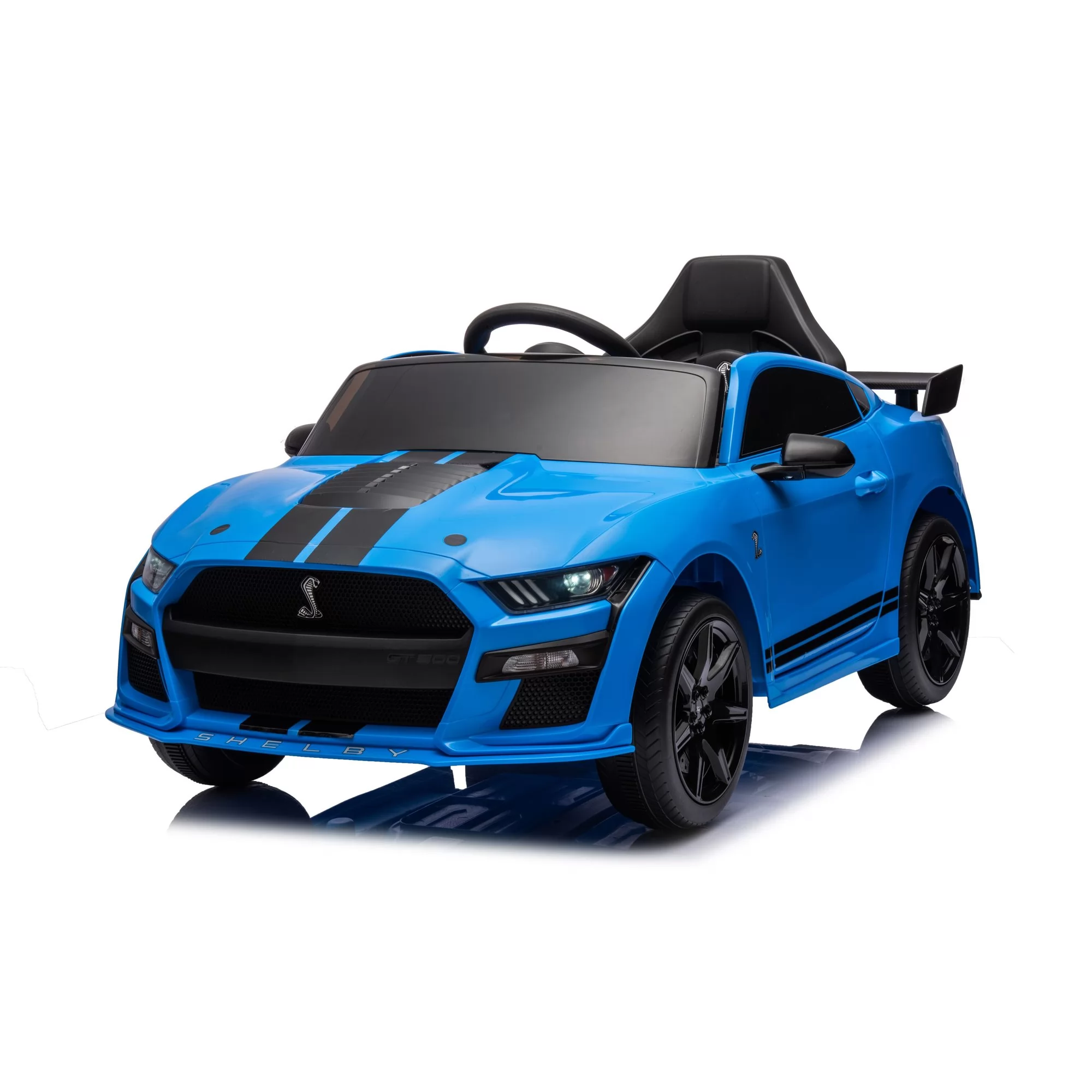Official Licensed Ford Mustang Shelby GT500 Kids Ride-On Car 12V — Black Stripe Edition with Openable Doors, Bluetooth & 2.4G Remote