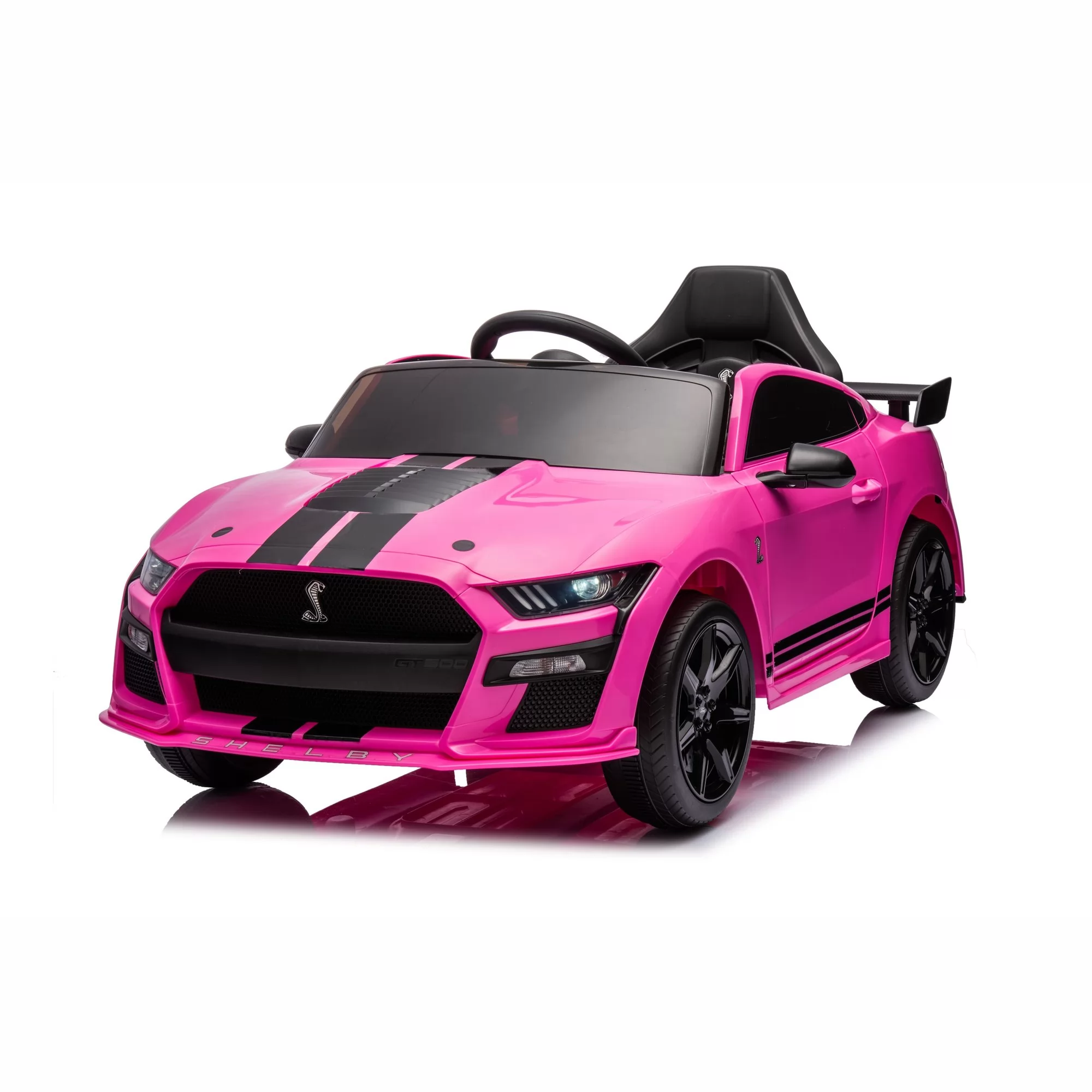 Official Licensed Ford Mustang Shelby GT500 Kids Ride-On Car 12V — Black Stripe Edition with Openable Doors, Bluetooth & 2.4G Remote