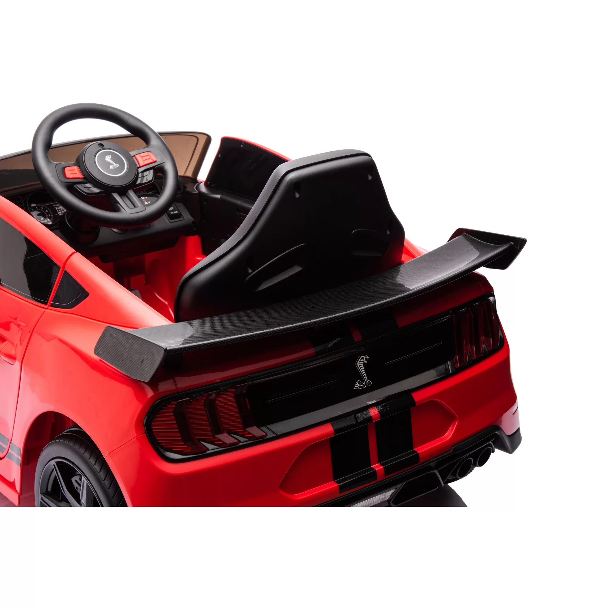 Official Licensed Ford Mustang Shelby GT500 Kids Ride-On Car 12V — Black Stripe Edition with Openable Doors, Bluetooth & 2.4G Remote