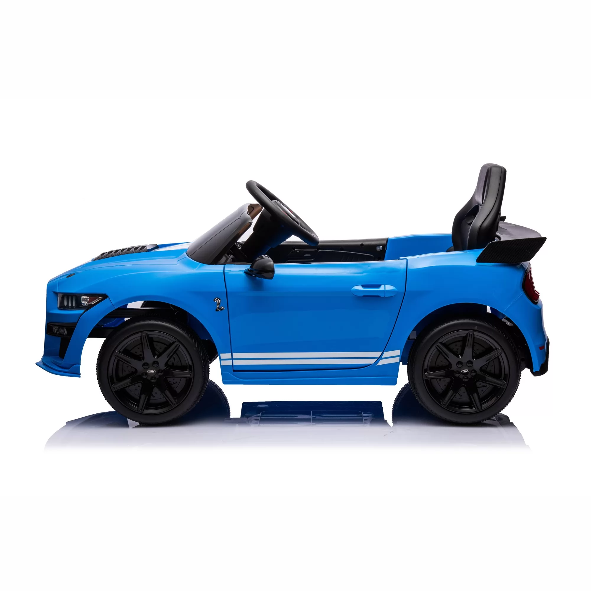 Official Licensed Ford Mustang Shelby GT500 Kids Ride-On Car 12V — White Stripe Edition with Openable Doors, Bluetooth & 2.4G Remote