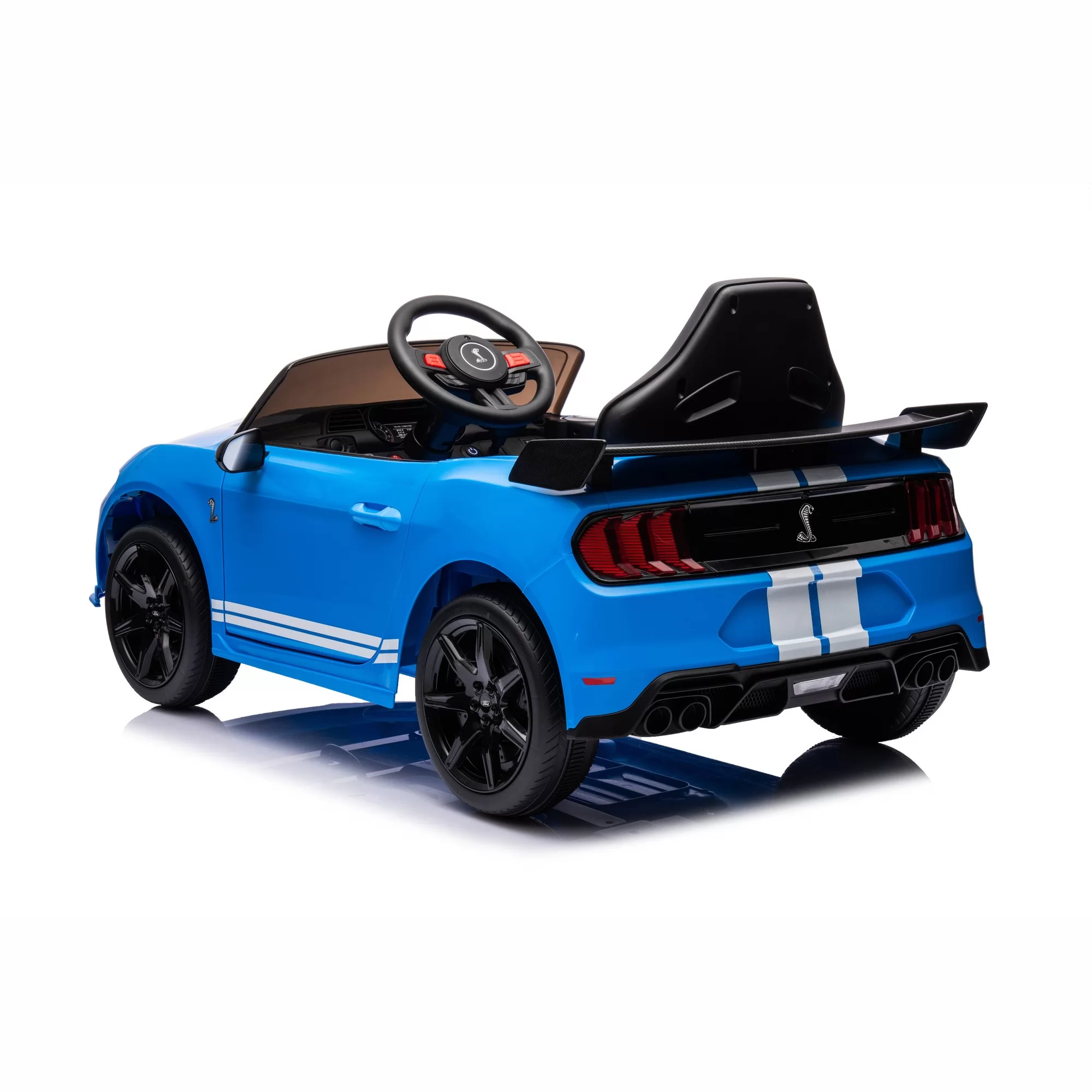 Official Licensed Ford Mustang Shelby GT500 Kids Ride-On Car 12V — White Stripe Edition with Openable Doors, Bluetooth & 2.4G Remote