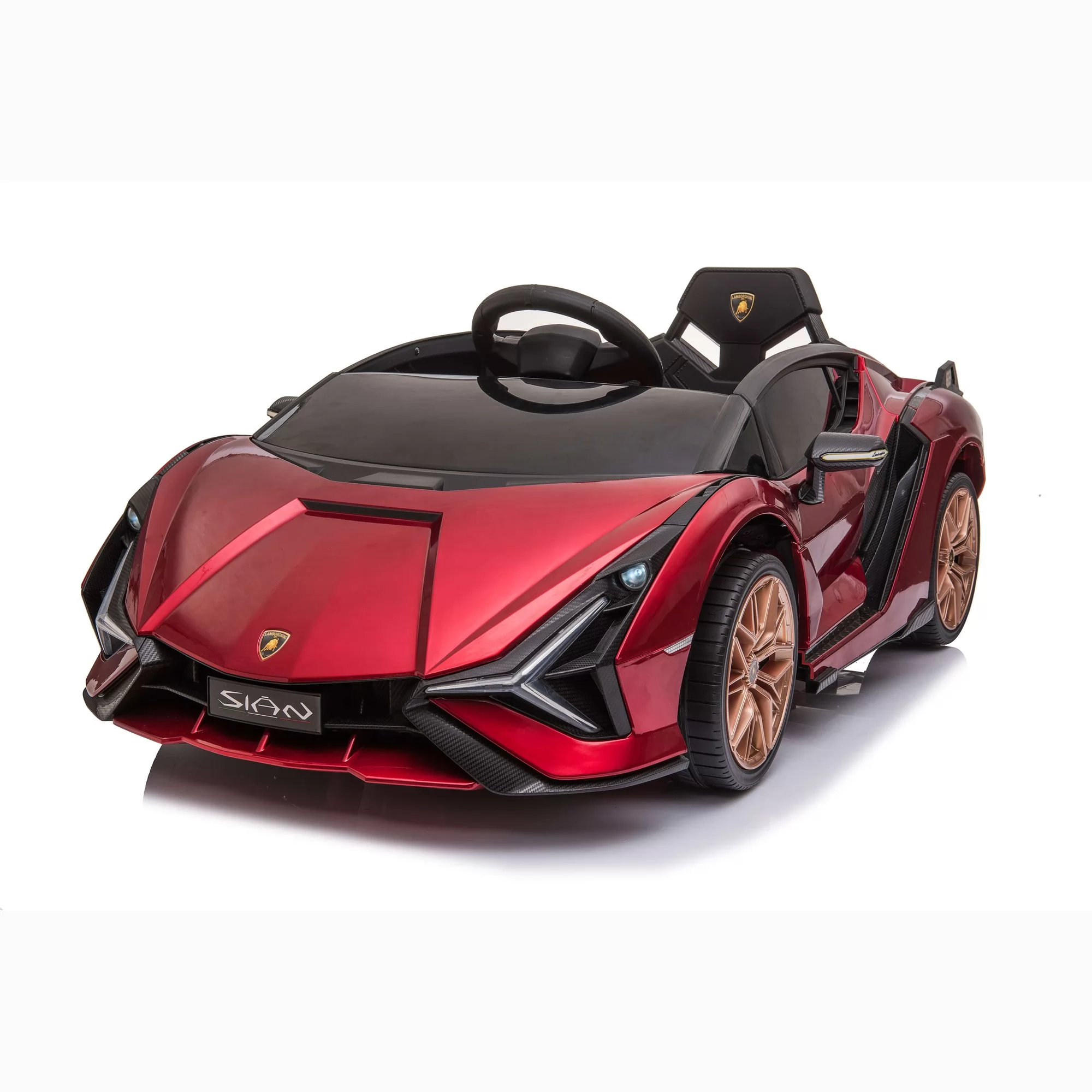 Official Licensed Lamborghini Sián 12V Kids Ride-On Car with Scissor Doors and Auxiliary Wheels