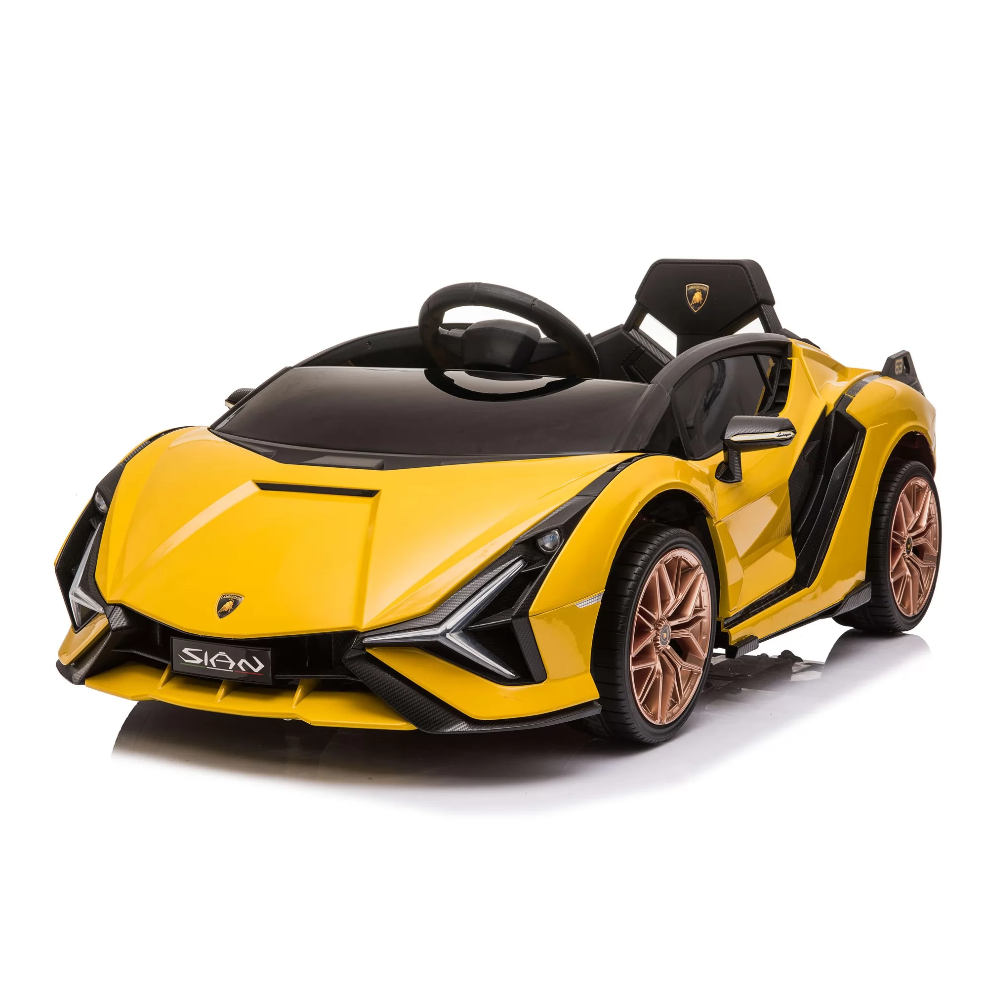 Official Licensed Lamborghini Sián 12V Kids Ride-On Car with Scissor Doors and Auxiliary Wheels