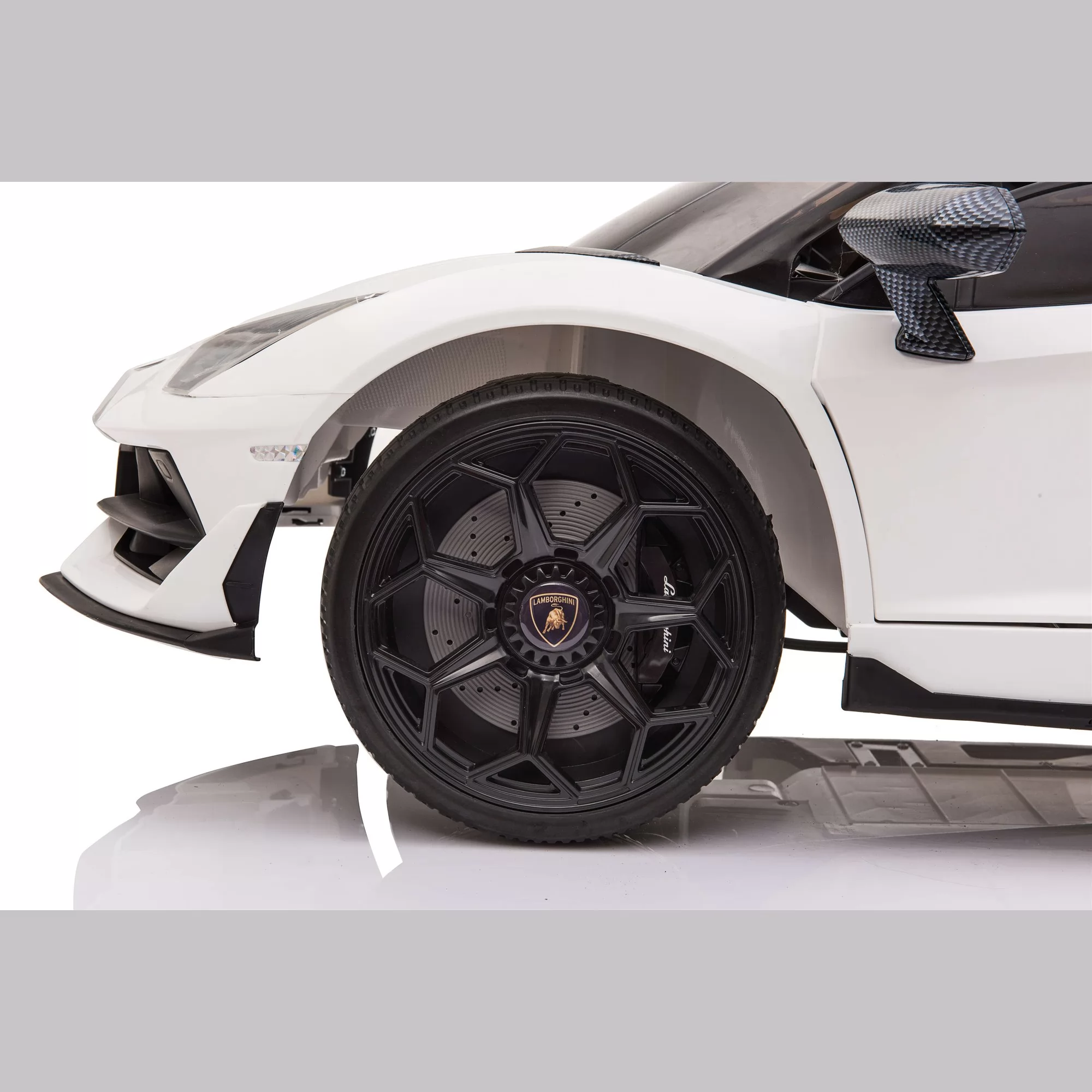 Official Licensed Lamborghini Aventador SVJ Kids Ride-On Car with Push Bar & Adult Standing Board 12V Scissor Doors and 2.4G Remote