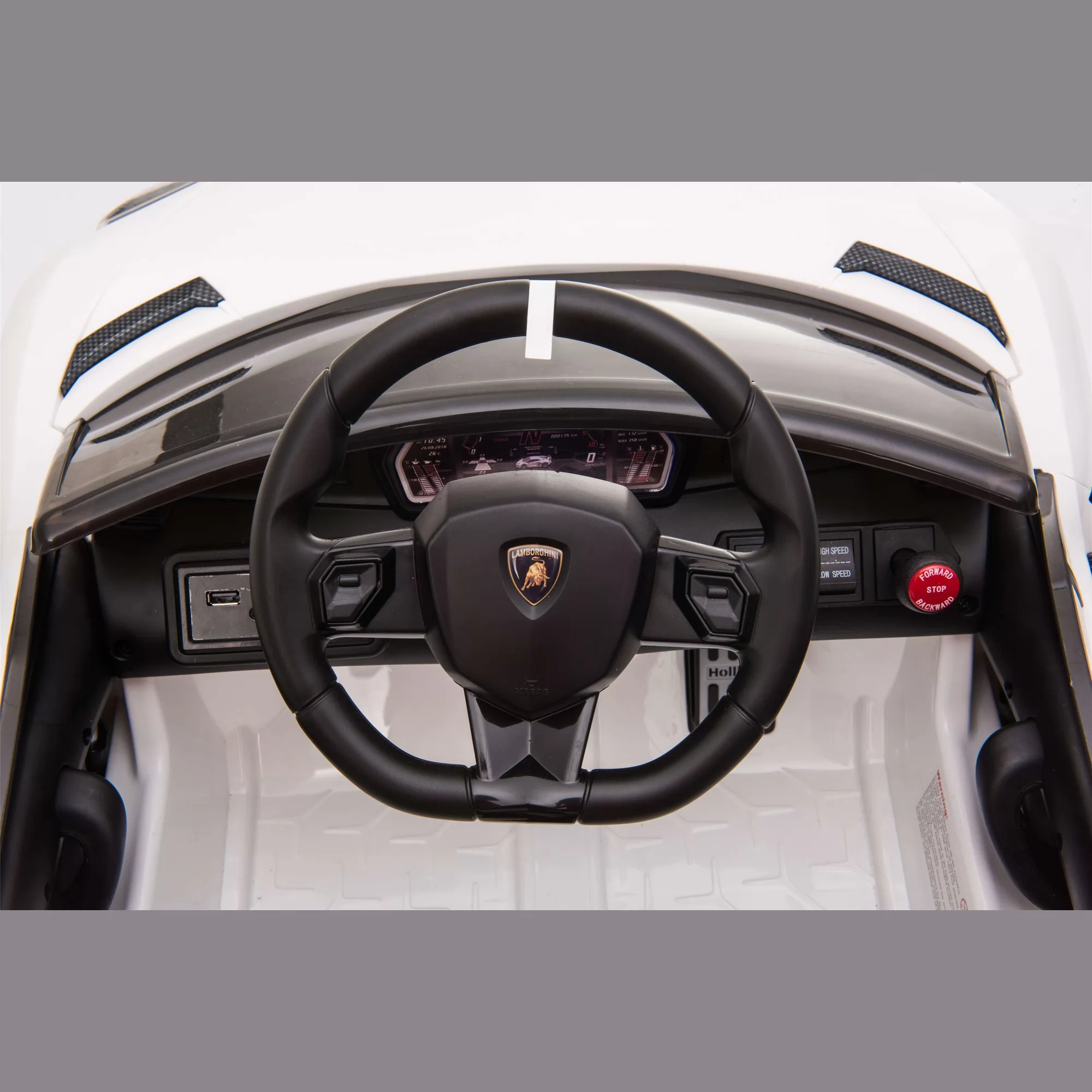 Official Licensed Lamborghini Aventador SVJ Kids Ride-On Car with Push Bar & Adult Standing Board 12V Scissor Doors and 2.4G Remote