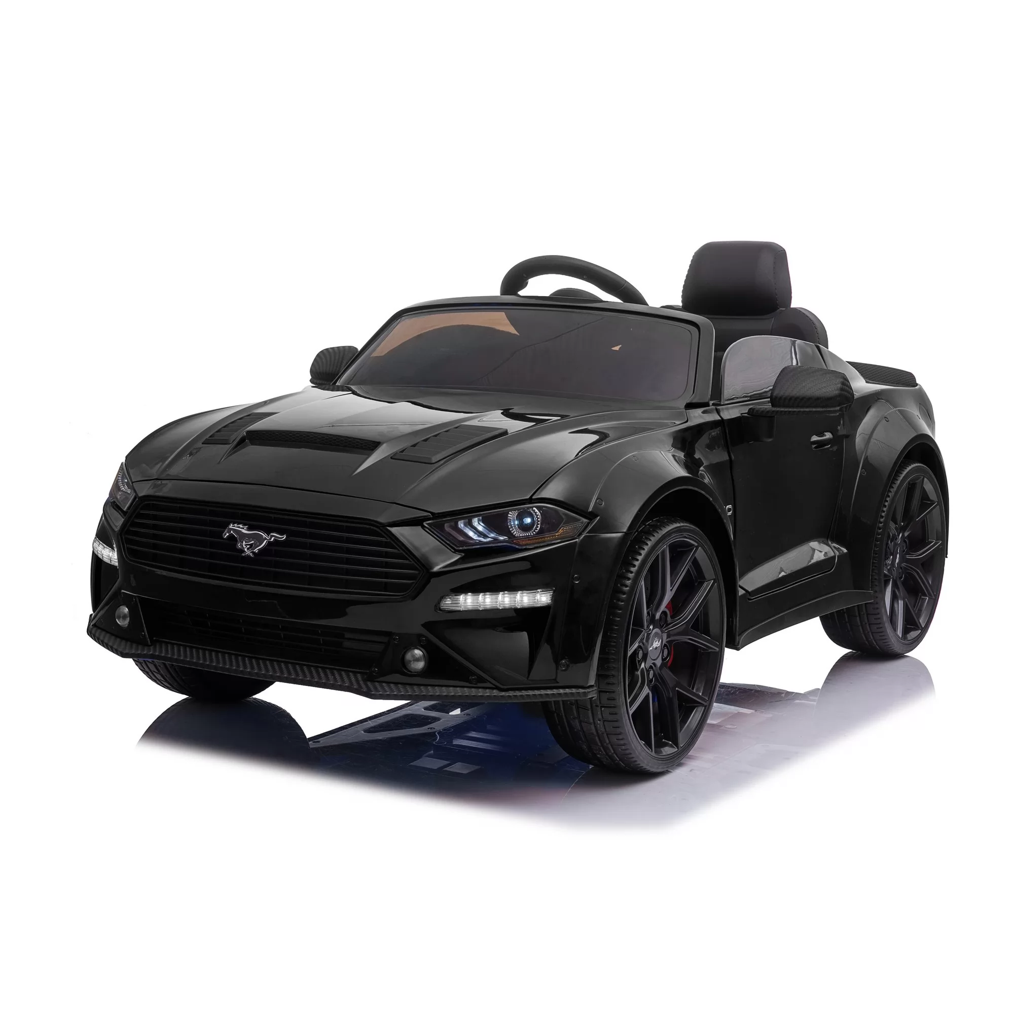 Official Licensed Ford Mustang Convertible Kids Ride-On Car 12V with 2.4G Remote, Opening Doors & Bluetooth Audio