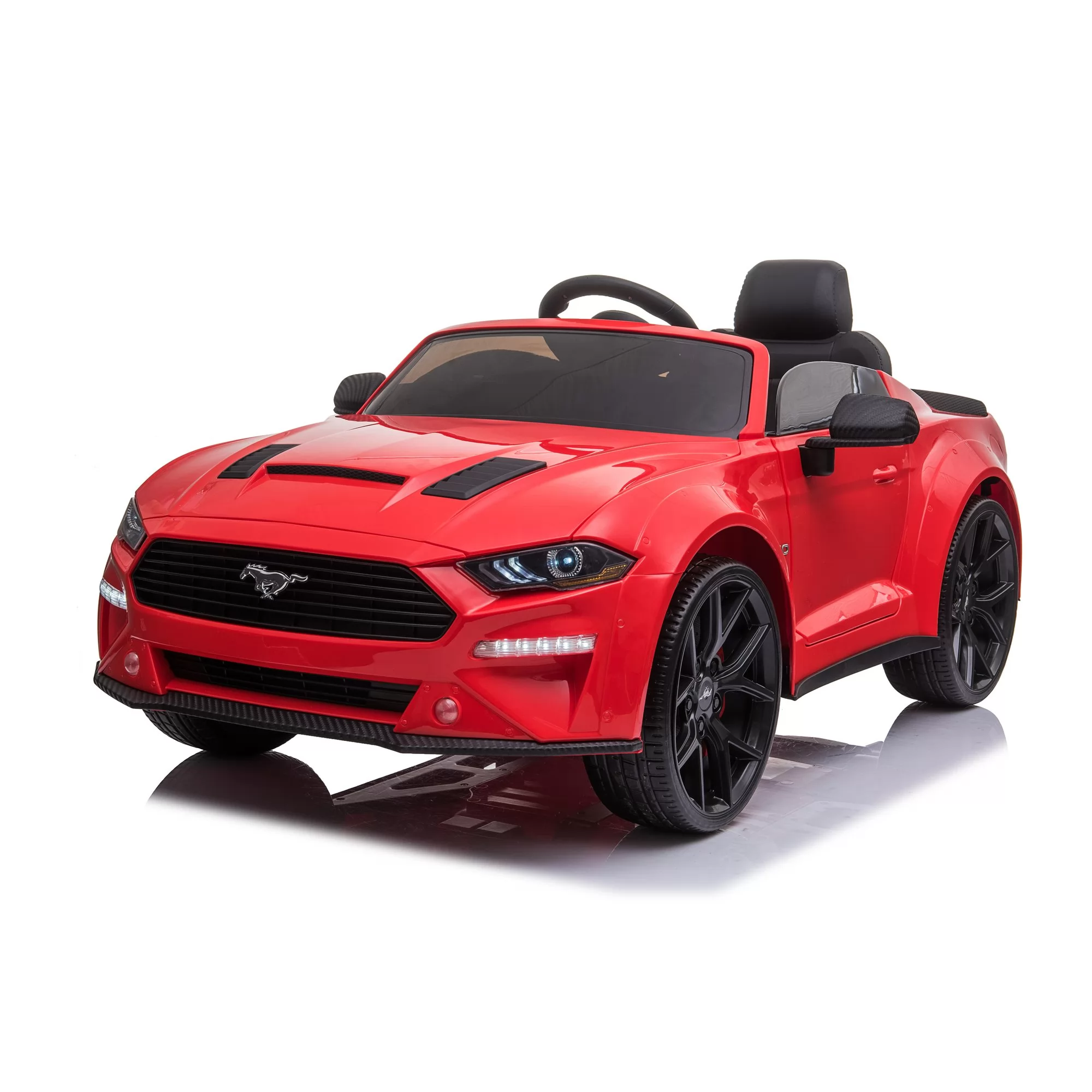 Official Licensed Ford Mustang Convertible Kids Ride-On Car 12V with 2.4G Remote, Opening Doors & Bluetooth Audio