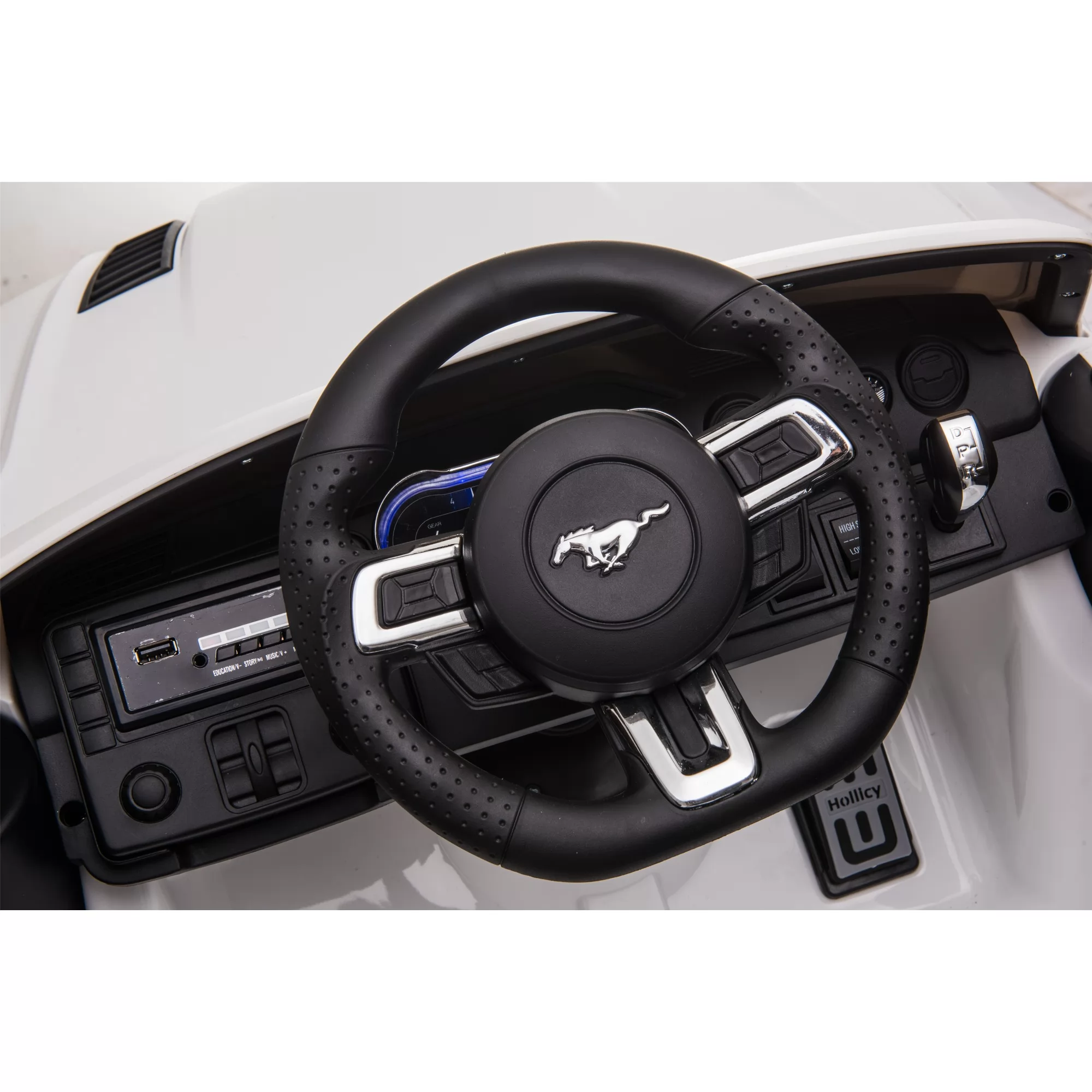Official Licensed Ford Mustang Convertible Kids Ride-On Car 12V with 2.4G Remote, Opening Doors & Bluetooth Audio