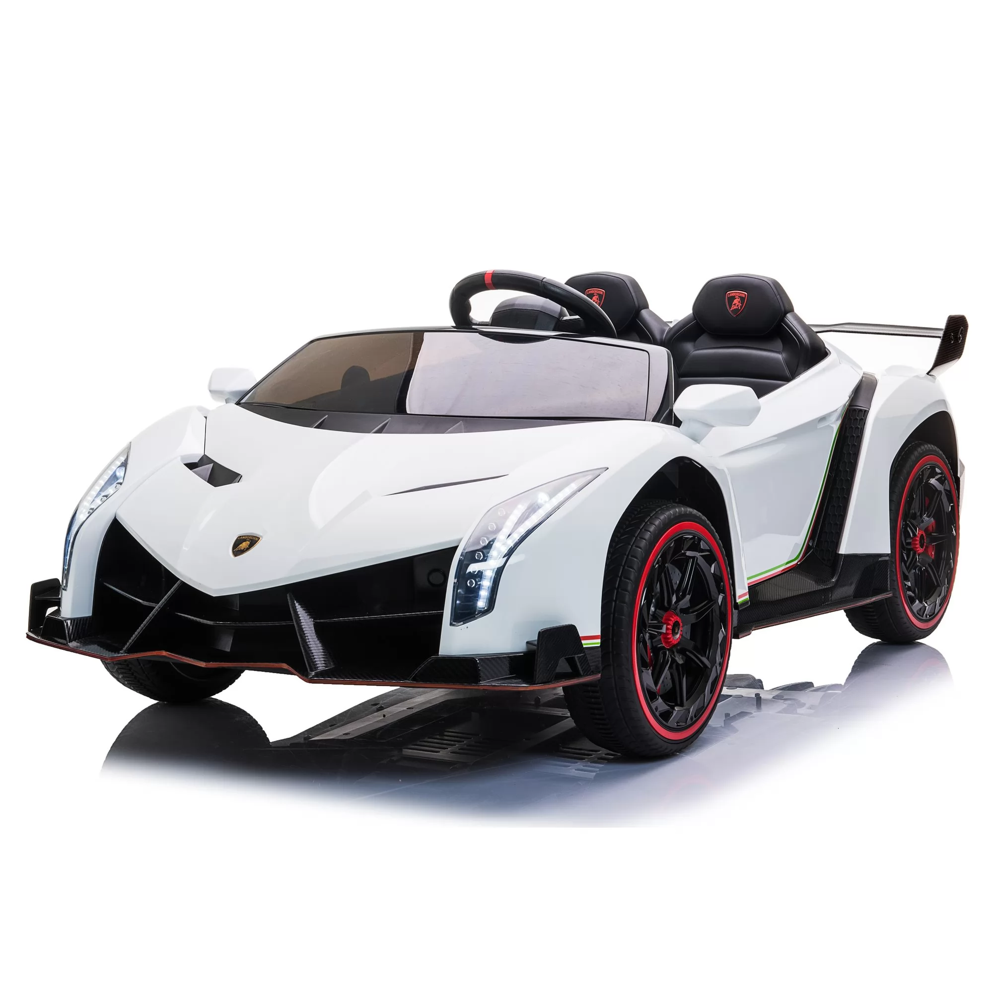 Official Licensed Lamborghini Veneno Roadster Kids Ride-On Car 12V7AH Full-Size 136cm Twin-Seat Body with Scissor Doors and 2.4G Remote