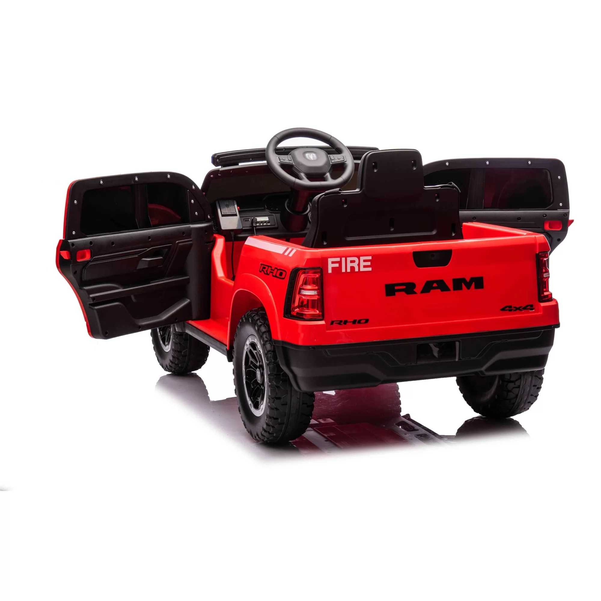 Official Licensed Dodge Ram 1500 RHO 12V Kids Ride-On Truck – Fire & Rescue Edition with LED Warning Light Bar, 2.4G Remote Control & MP3