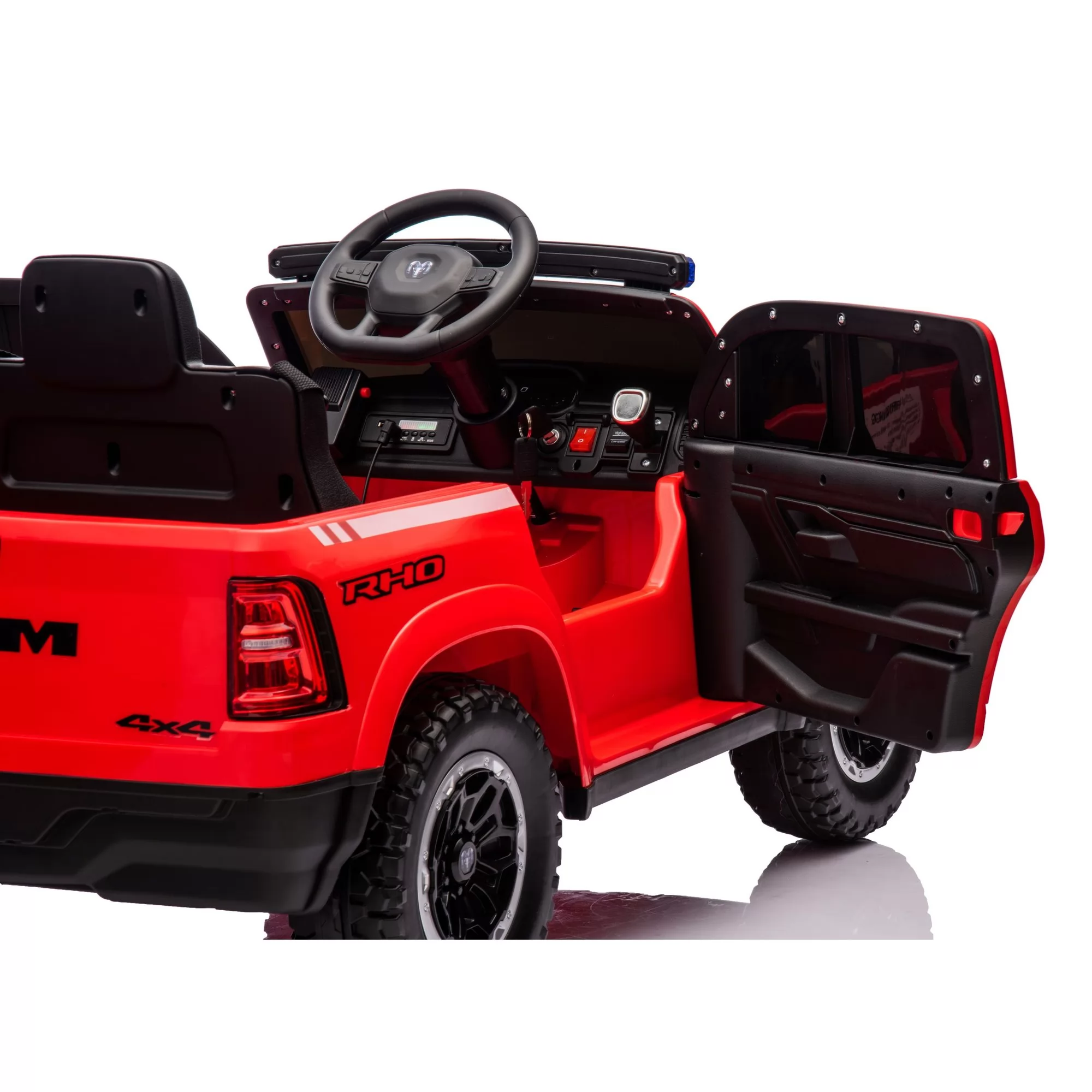 Official Licensed Dodge Ram 1500 RHO 12V Kids Ride-On Truck – Fire & Rescue Edition with LED Warning Light Bar, 2.4G Remote Control & MP3