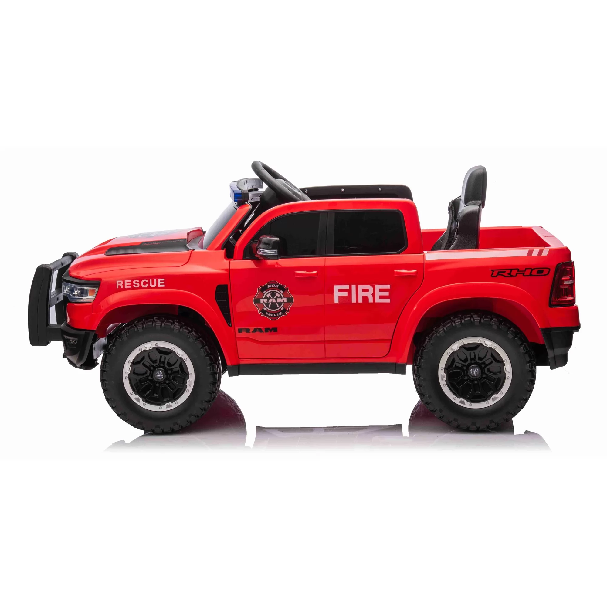 Official Licensed Dodge Ram 1500 RHO 12V Kids Ride-On Truck – Fire & Rescue Edition with LED Warning Light Bar, 2.4G Remote Control & MP3