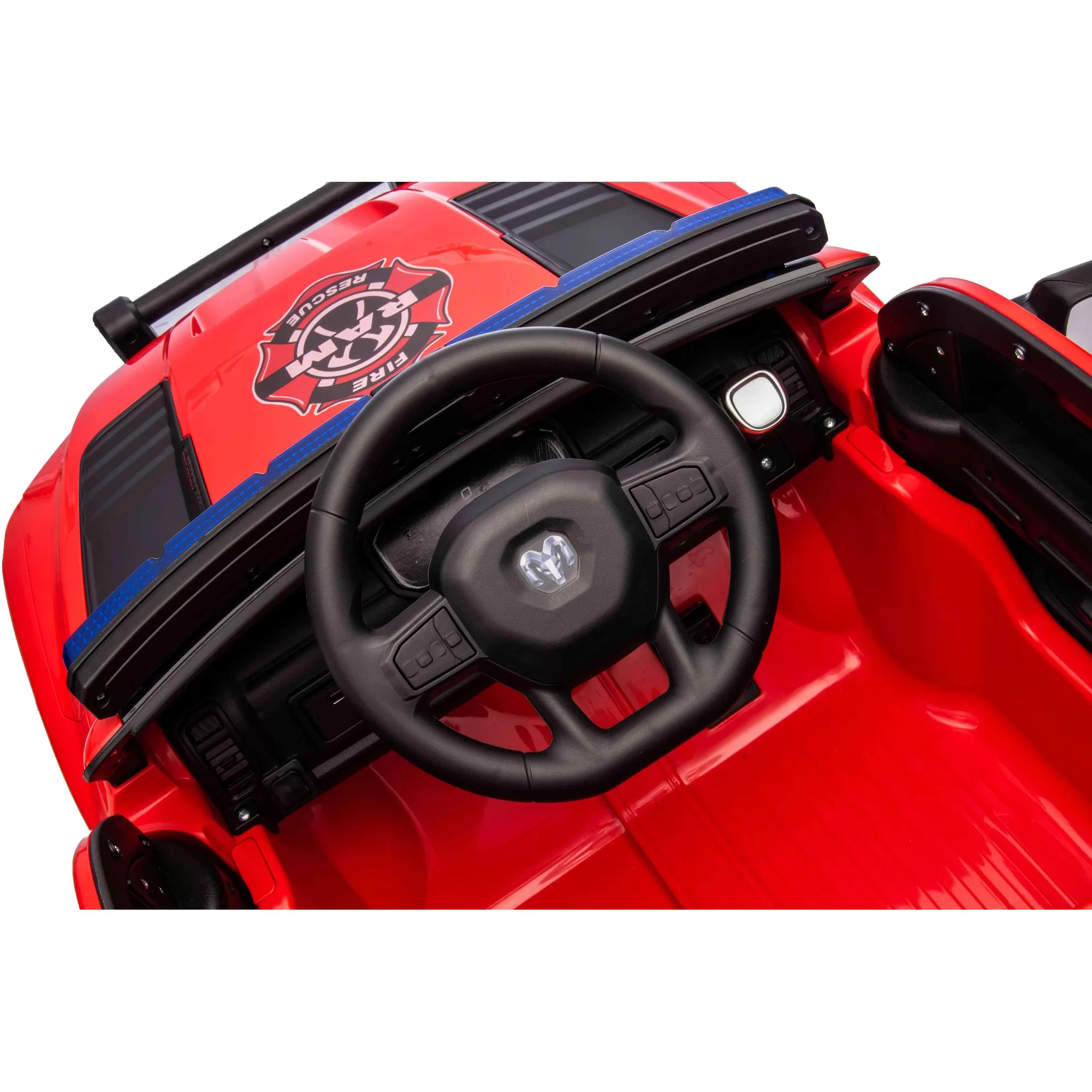 Official Licensed Dodge Ram 1500 RHO 12V Kids Ride-On Truck – Fire & Rescue Edition with LED Warning Light Bar, 2.4G Remote Control & MP3