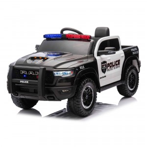 Official Licensed Dodge Ram 1500 RHO 12V Kids Ride-On Truck – Police Edition with Red & Blue LED Light Bar, 2.4G Remote Control & MP3