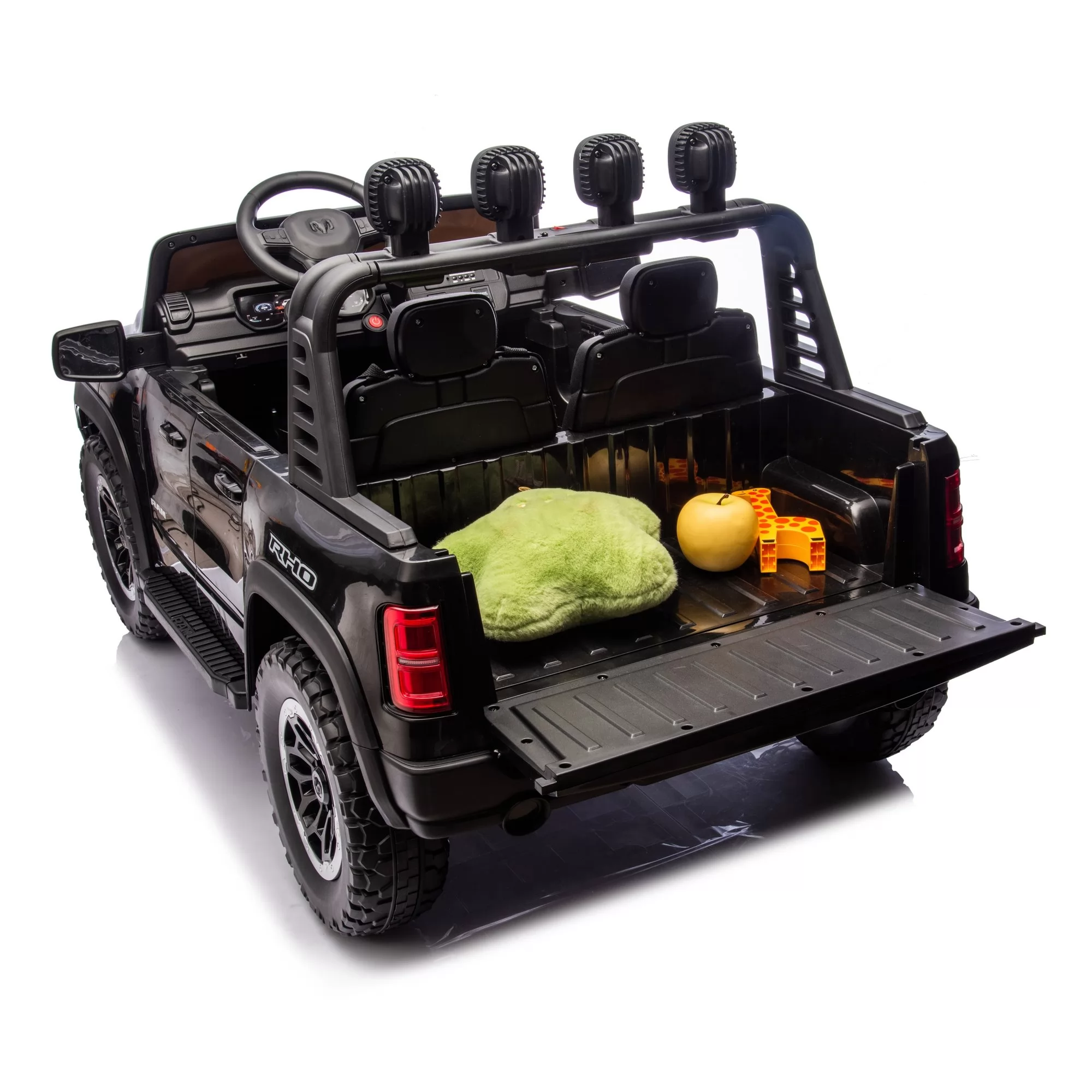 Official Licensed Dodge Ram 1500 RHO Super Truck 12V Kids Ride-On Car – Two-Seater Pickup with 2.4G Remote Control, LED Spotlight Bar & MP3