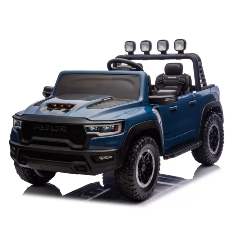 Official Licensed Dodge Ram 1500 RHO Super Truck 12V Kids Ride-On Car – Two-Seater Pickup with 2.4G Remote Control, LED Spotlight Bar & MP3