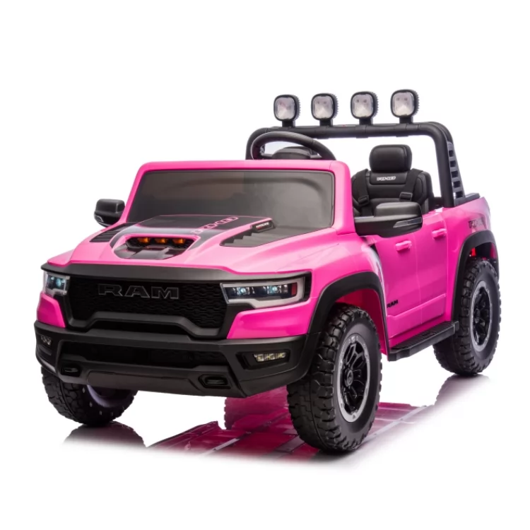 Official Licensed Dodge Ram 1500 RHO Super Truck 12V Kids Ride-On Car – Two-Seater Pickup with 2.4G Remote Control, LED Spotlight Bar & MP3