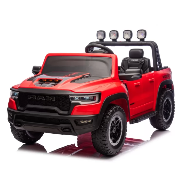 Official Licensed Dodge Ram 1500 RHO Super Truck 12V Kids Ride-On Car – Two-Seater Pickup with 2.4G Remote Control, LED Spotlight Bar & MP3