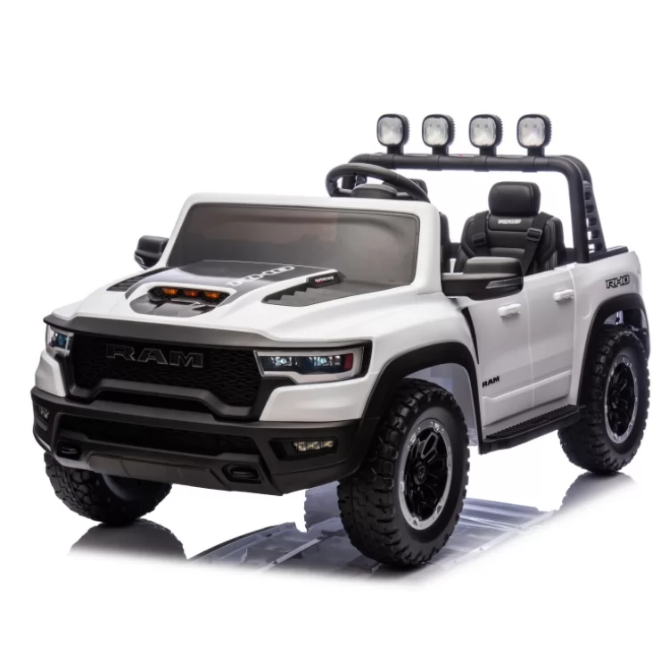 Official Licensed Dodge Ram 1500 RHO Super Truck 12V Kids Ride-On Car – Two-Seater Pickup with 2.4G Remote Control, LED Spotlight Bar & MP3