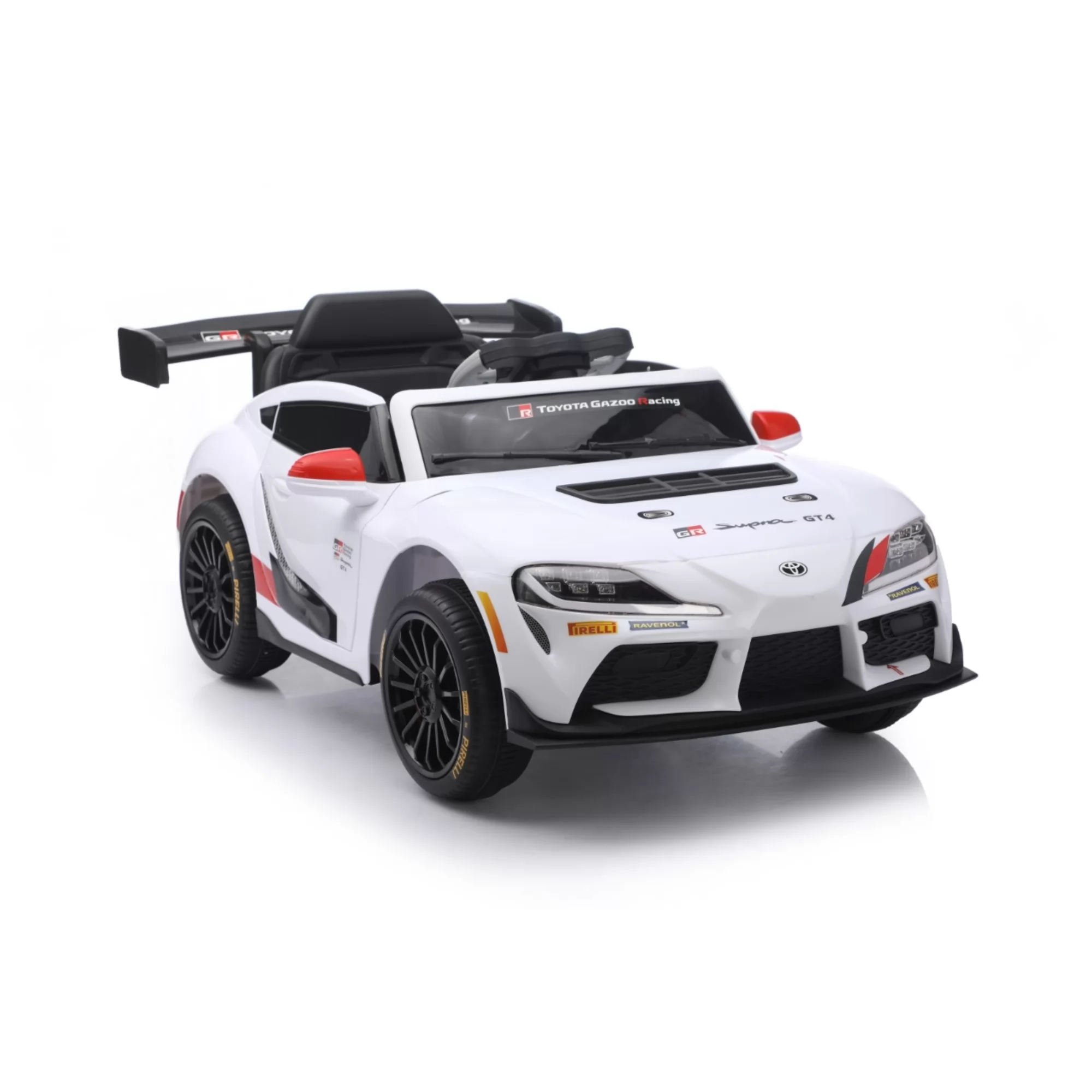 Toyota GR Supra GT4 12V Ride-On Sports Car for Kids | Racing Rear Wing, 2.4G Remote