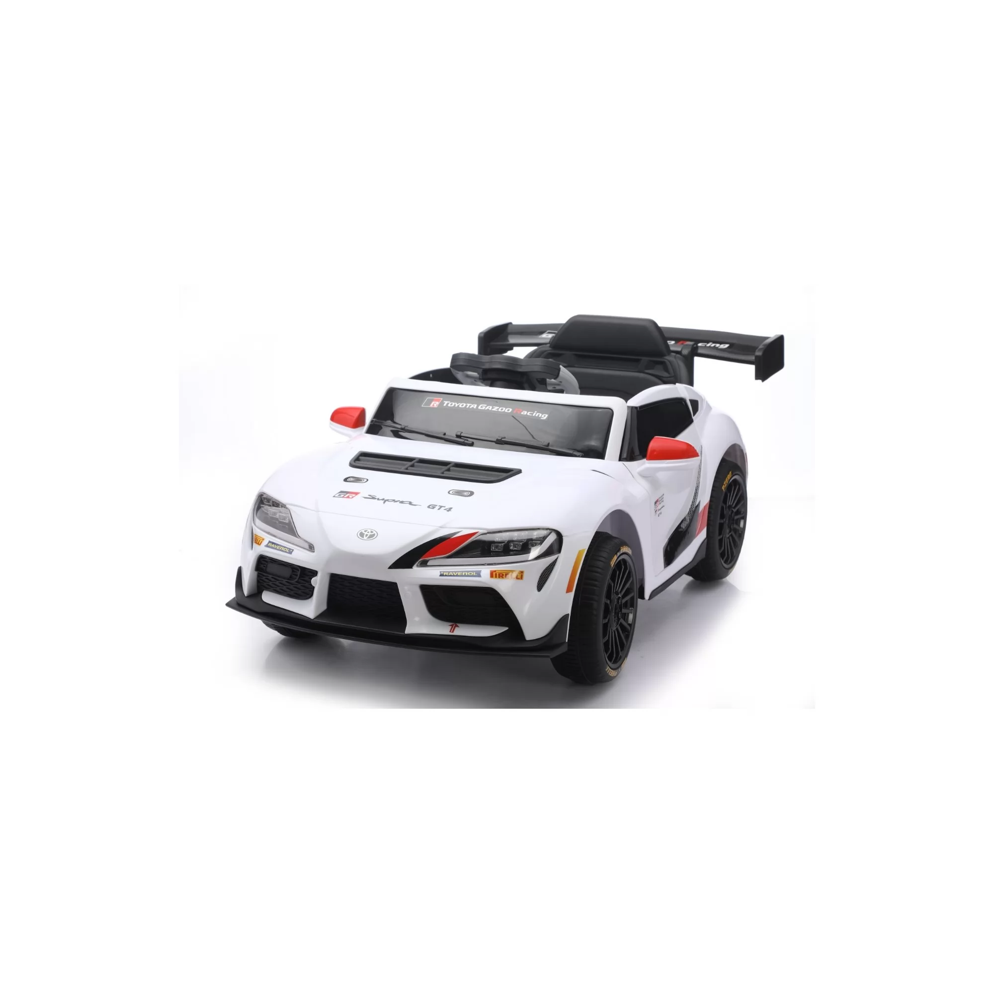 Toyota GR Supra GT4 12V Ride-On Sports Car for Kids | Racing Rear Wing, 2.4G Remote